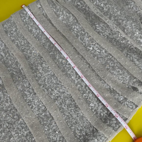 Express Sequin Mini Dress with Gathered Polka Dot Mesh Overlay, Size 0 - Picture 10 of 11